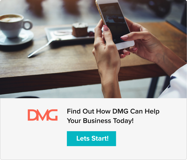 Digital Marketing CTA reading "Find out how DMG can help your business today!" with "Lets Start" button