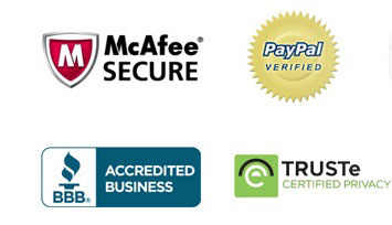 McAfee Secure Logo, PayPal Logo, Accredited Business Logo, TRUSTe Certified Privacy Logo - Digital Marketing Group Credibility Blog